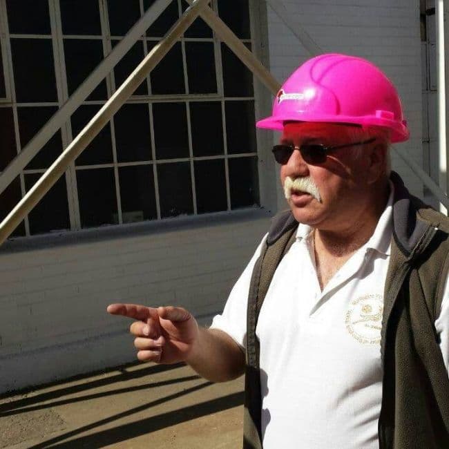 Ivo Leyte on site wearing a hard hat